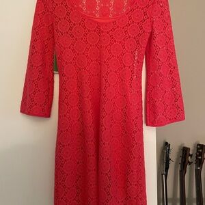 Lilly Pulitzer Vibrant Pink Lace Long Sleeve Dress